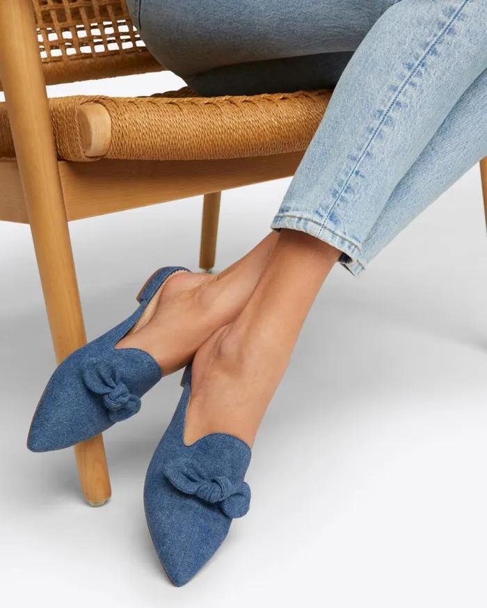 Draper James Shoes Women Annalee Bow Slide Flats In Denim