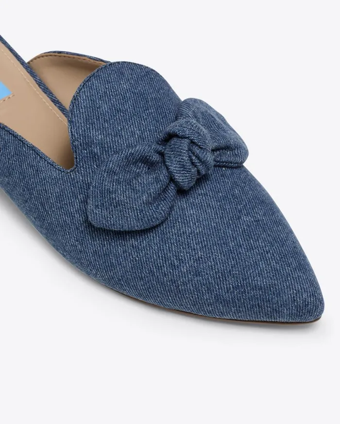 Draper James Shoes Women Annalee Bow Slide Flats In Denim