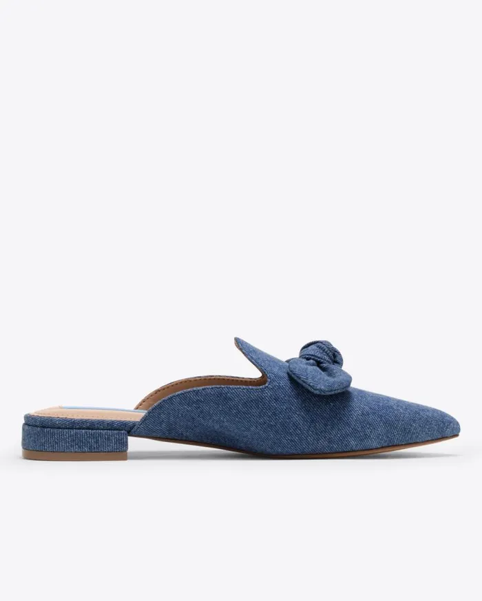 Draper James Shoes Women Annalee Bow Slide Flats In Denim