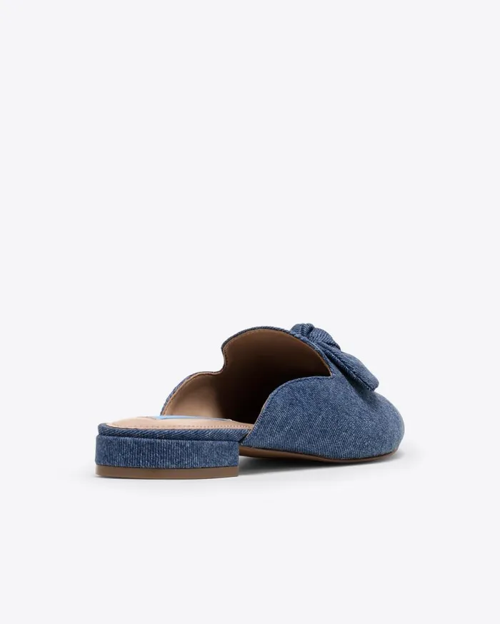 Draper James Shoes Women Annalee Bow Slide Flats In Denim