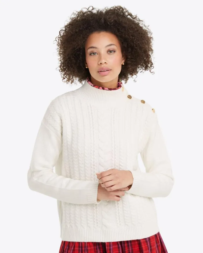 Draper James Sweaters Women Cableknit Turtleneck Sweater In Magnolia White