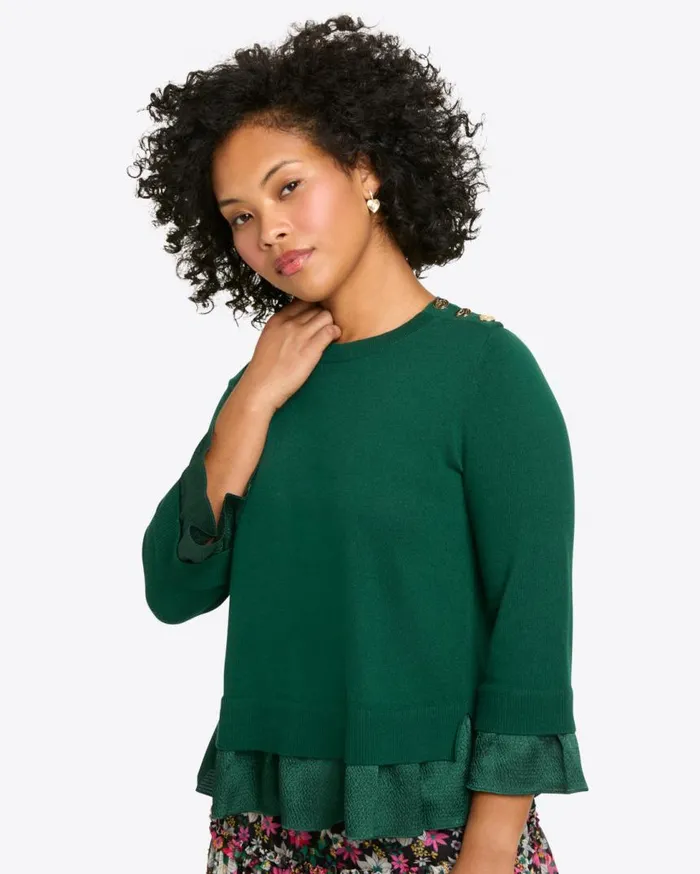 Draper James Sweaters Women Mixed Media Sweater In Evergreen