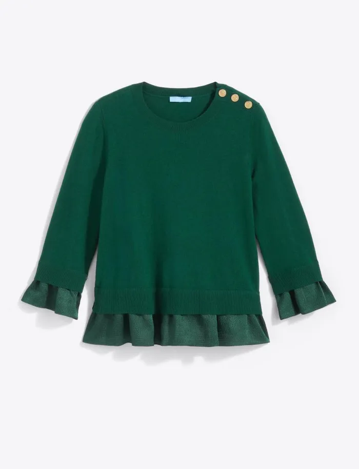 Draper James Sweaters Women Mixed Media Sweater In Evergreen
