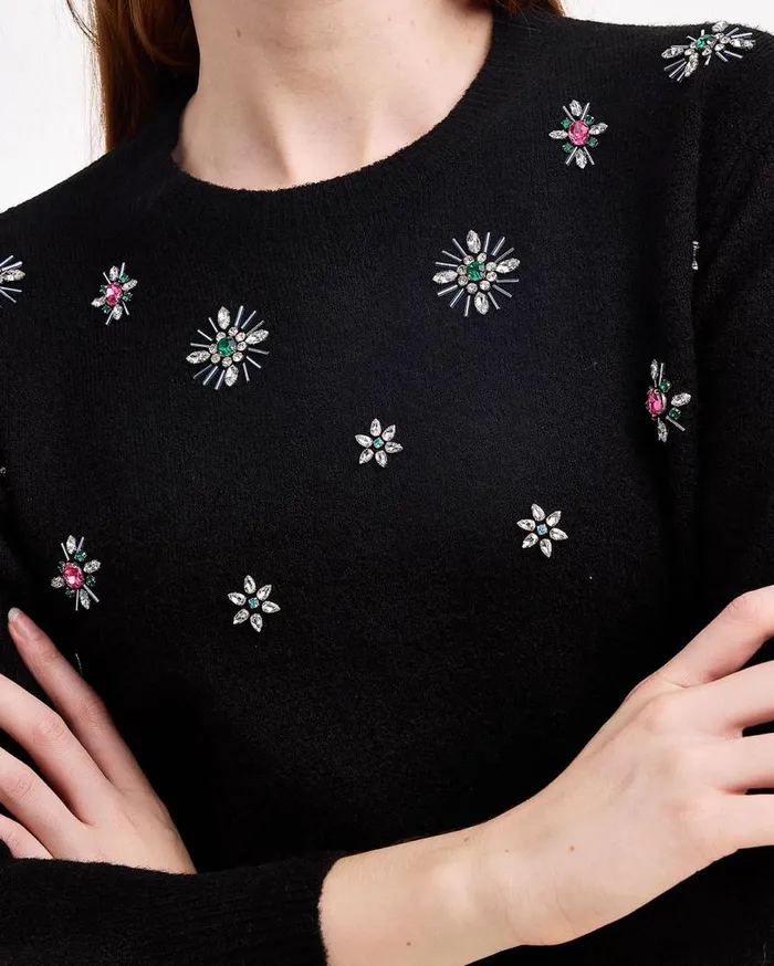 Draper James Tops Women Embellished Crewneck Sweater