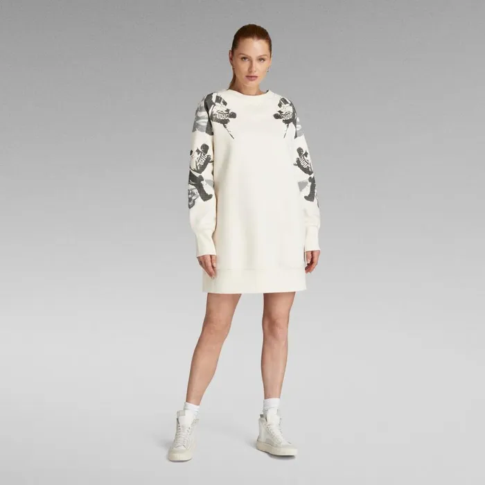 Dresses Women GStar RAW Loose Graphic Sweat Dress Eggnog