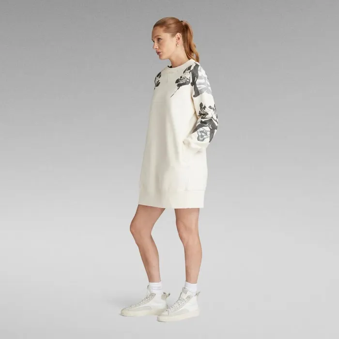 Dresses Women GStar RAW Loose Graphic Sweat Dress Eggnog