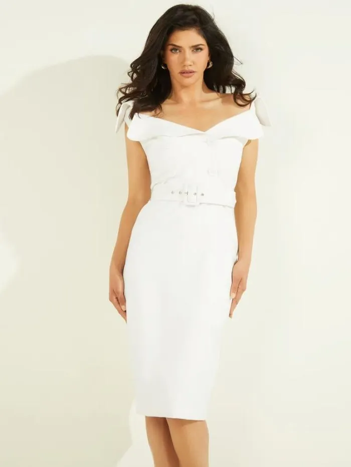 Dresses Women Marciano Audrey Portrait Neck Dress Pale Pearl