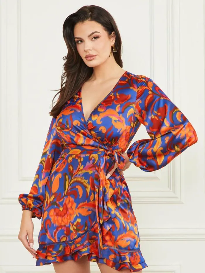 Dresses Women Marciano Betty Blue Wrap Dress Betty Blue Print Dresses Women Marciano Betty Blue Wrap Dress Betty Blue Print