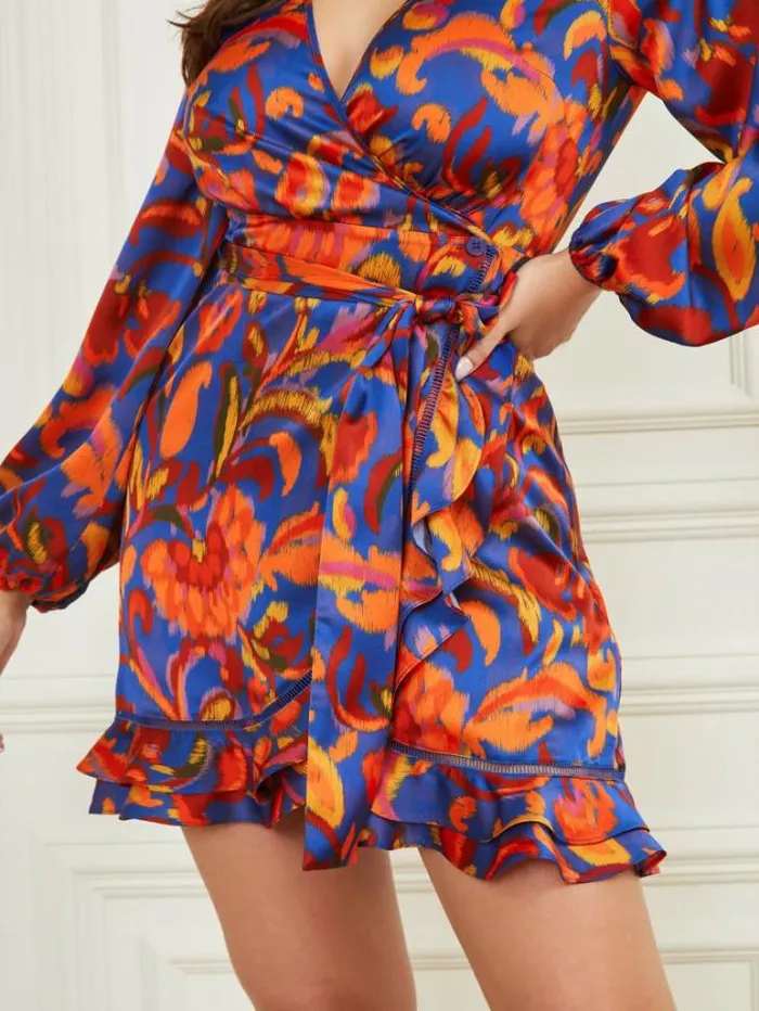 Dresses Women Marciano Betty Blue Wrap Dress Betty Blue Print Dresses Women Marciano Betty Blue Wrap Dress Betty Blue Print