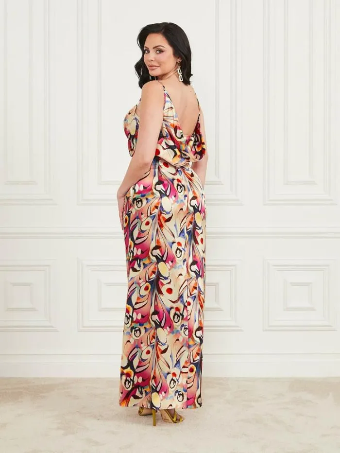 Dresses Women Marciano Madelyn Silk Maxi Dress Wonderland Print Dresses Women Marciano Madelyn Silk Maxi Dress Wonderland Print