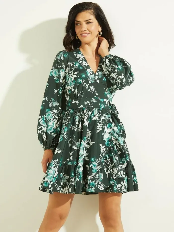 Dresses Women Marciano Petal Pose Wrap Dress Petal Pose Chenille Green
