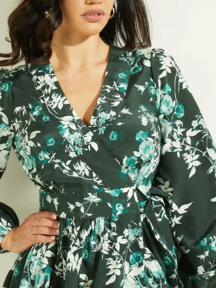 Dresses Women Marciano Petal Pose Wrap Dress Petal Pose Chenille Green Dresses Women Marciano Petal Pose Wrap Dress Petal Pose Chenille Green