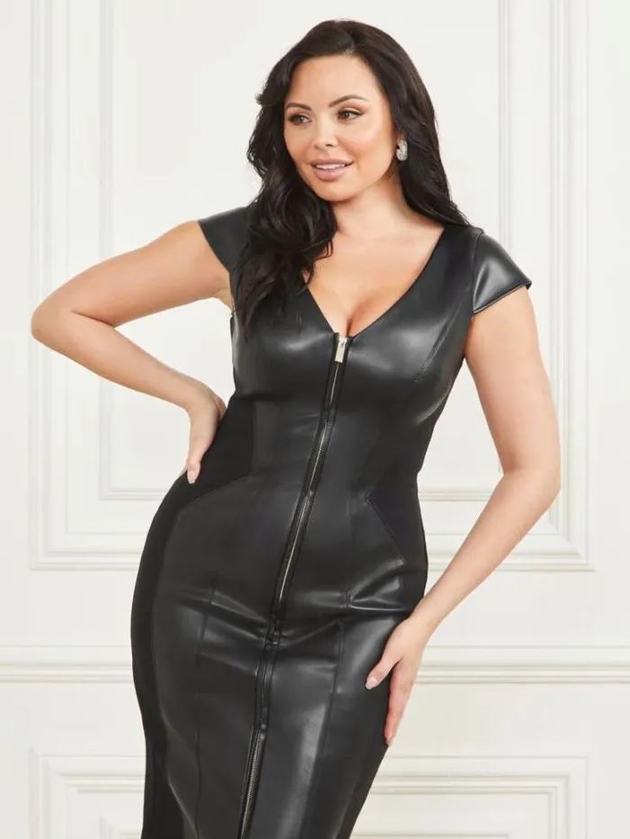 Dresses Women Marciano Rose FauxLeather Dress Black Dresses Women Marciano Rose FauxLeather Dress Black