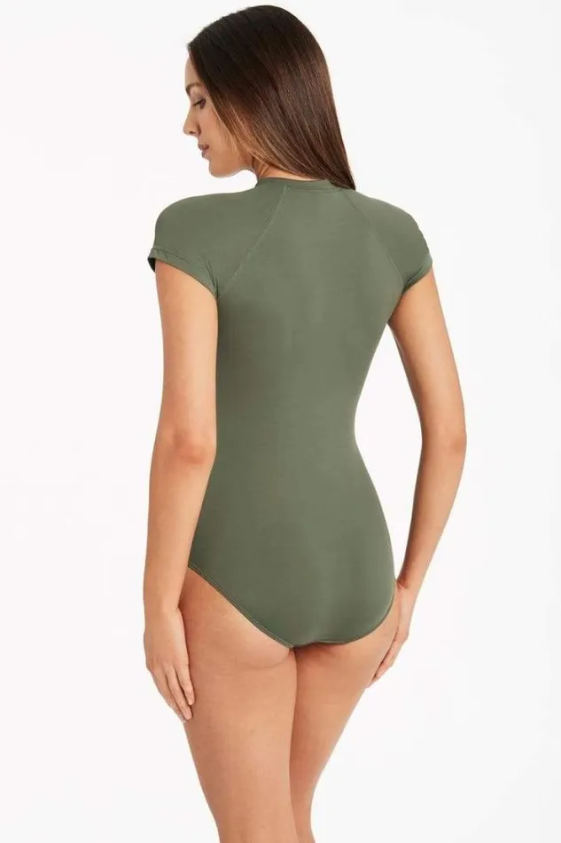 Eco Essentials Short Sleeve One Piece Eco Essentials Khaki Women Sea Level One Pieces