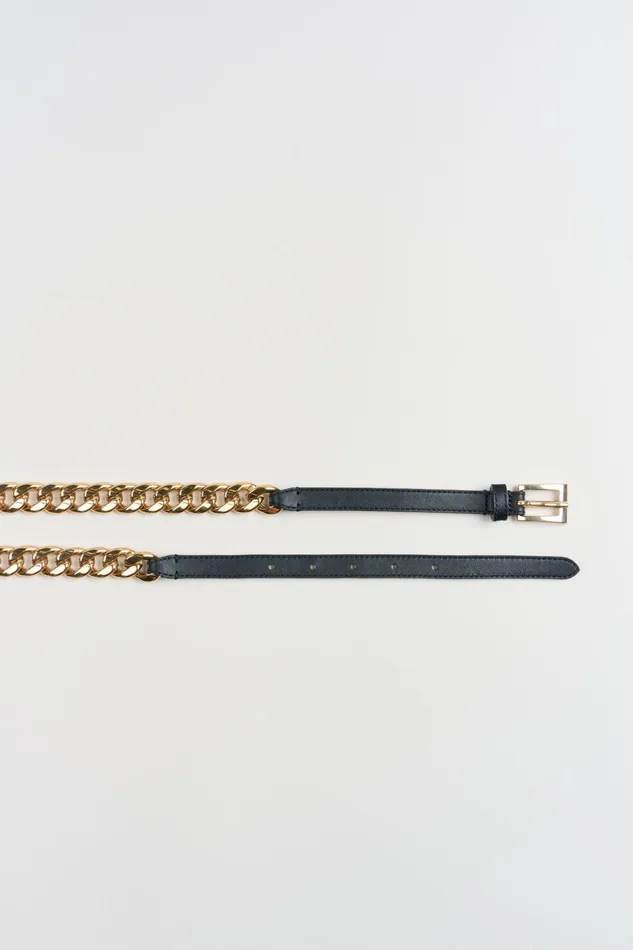 Elie Tahari Belts Gold Chain Belt 8211 Black Black 8211 Women