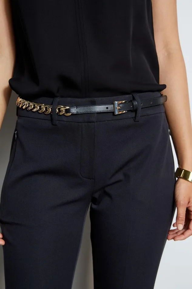 Elie Tahari Belts Gold Chain Belt 8211 Black Black 8211 Women