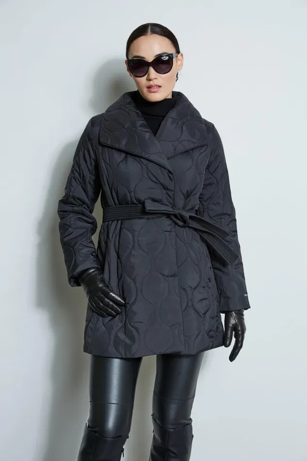 Elie Tahari Coats Tahari Lightweight Quilted Wrap Puffer Coat Black 8211 Women
