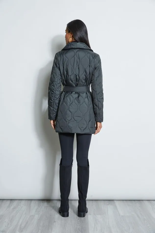 Elie Tahari Coats Tahari Lightweight Quilted Wrap Puffer Coat Olive 8211 Women