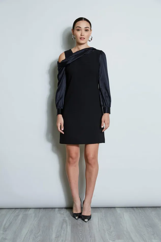 Elie Tahari Dresses and Jumpsuits Draped Satin Shoulder Dress Black 8211 Women Elie Tahari Dresses and Jumpsuits Draped Satin Shoulder Dress Black 8211 Women