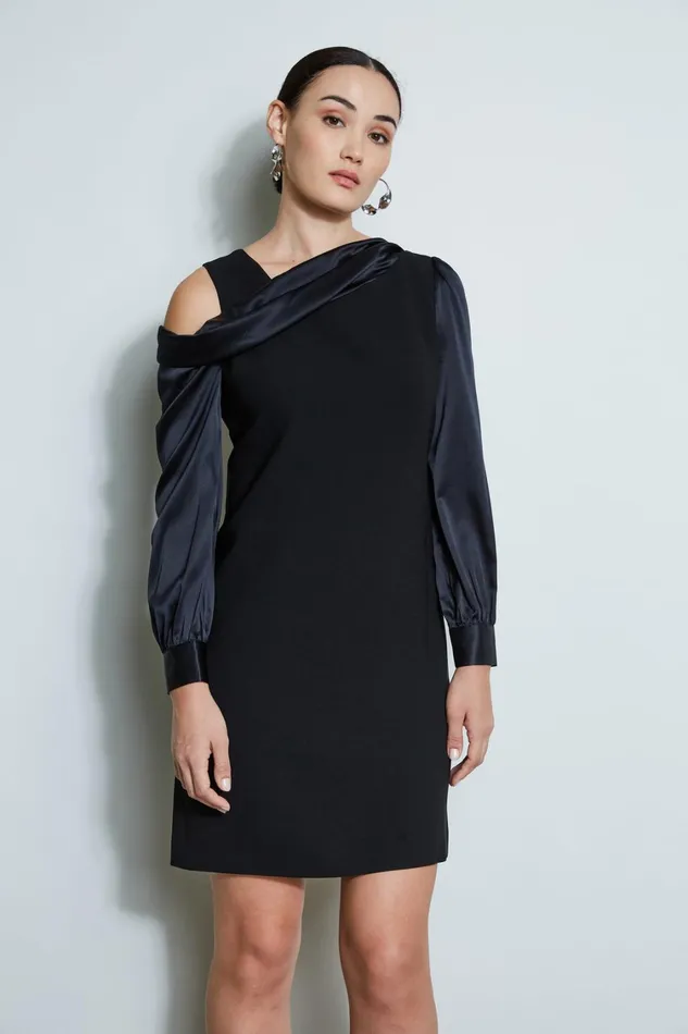 Elie Tahari Dresses and Jumpsuits Draped Satin Shoulder Dress Black 8211 Women