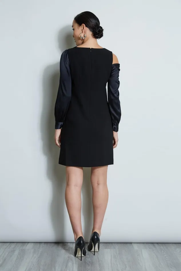 Elie Tahari Dresses and Jumpsuits Draped Satin Shoulder Dress Black 8211 Women