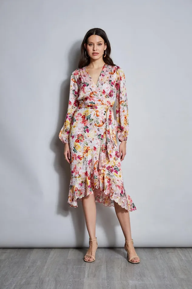 Elie Tahari Dresses and Jumpsuits Embroidered Floral Wrap Dress Wonderland Print 8211 Women Elie Tahari Dresses and Jumpsuits Embroidered Floral Wrap Dress Wonderland Print 8211 Women