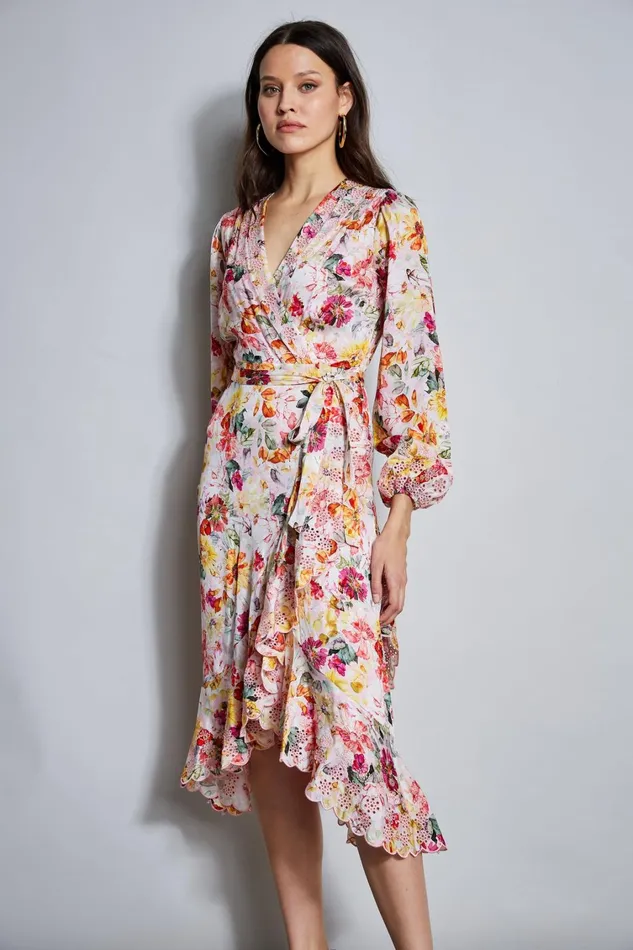 Elie Tahari Dresses and Jumpsuits Embroidered Floral Wrap Dress Wonderland Print 8211 Women