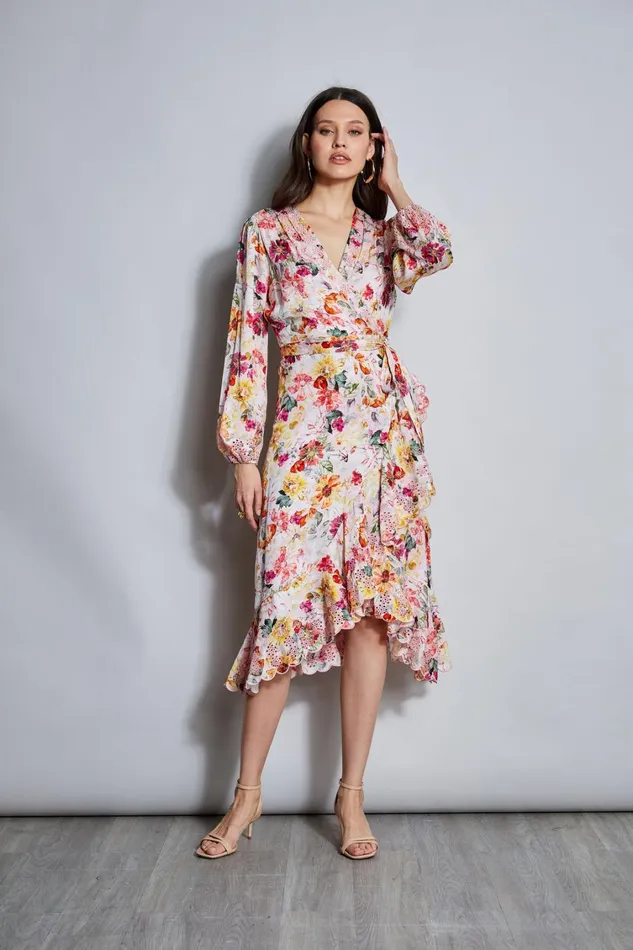Elie Tahari Dresses and Jumpsuits Embroidered Floral Wrap Dress Wonderland Print 8211 Women