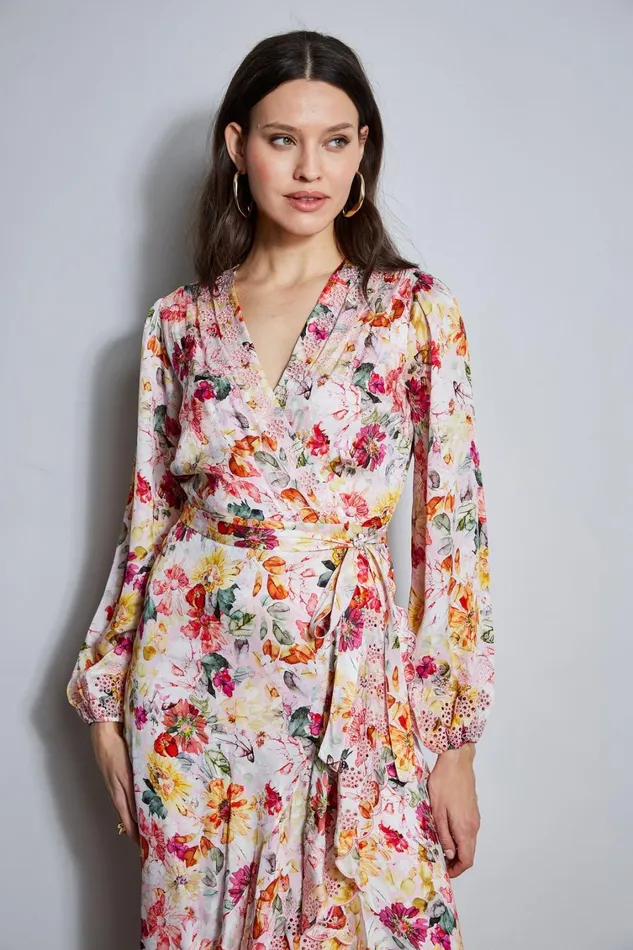 Elie Tahari Dresses and Jumpsuits Embroidered Floral Wrap Dress Wonderland Print 8211 Women