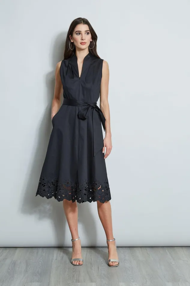 Elie Tahari Dresses and Jumpsuits Embroidered Hem Cotton Dress Black 8211 Women