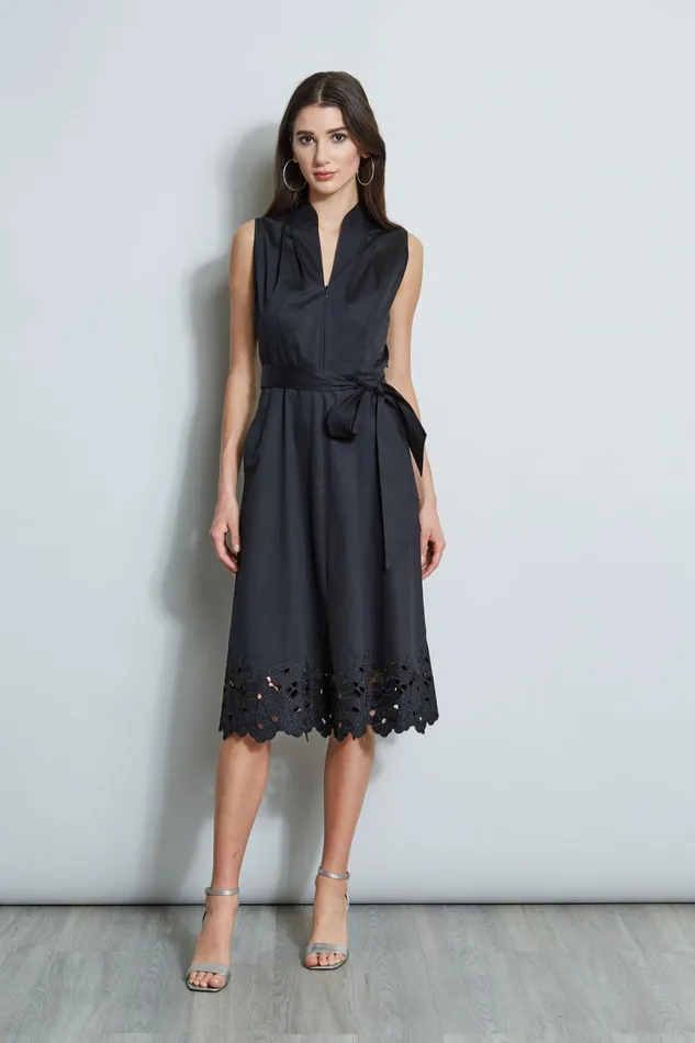 Elie Tahari Dresses and Jumpsuits Embroidered Hem Cotton Dress Black 8211 Women