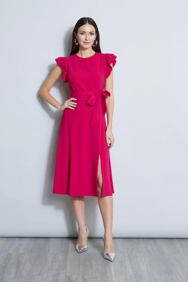 Elie Tahari Dresses and Jumpsuits Flutter Sleeve Midi Dress Cyclamen 8211 Women Elie Tahari Dresses and Jumpsuits Flutter Sleeve Midi Dress Cyclamen 8211 Women