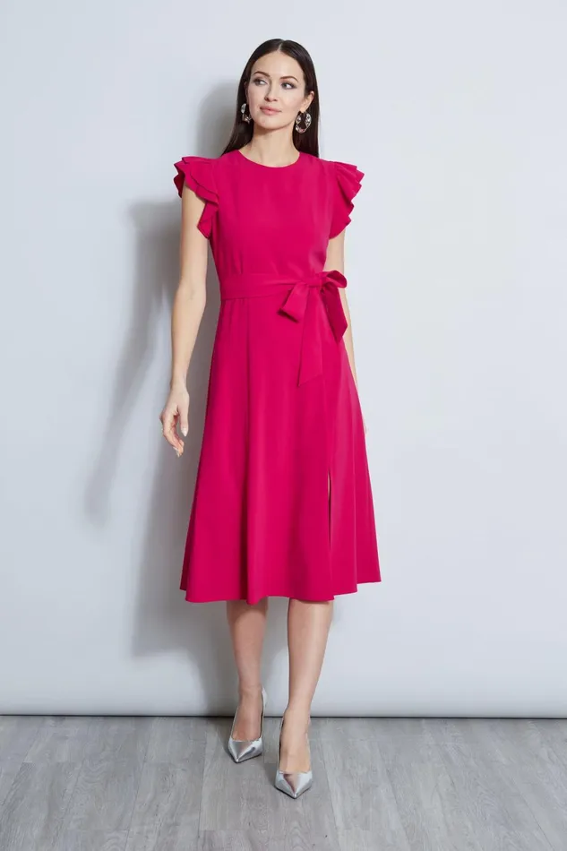 Elie Tahari Dresses and Jumpsuits Flutter Sleeve Midi Dress Cyclamen 8211 Women
