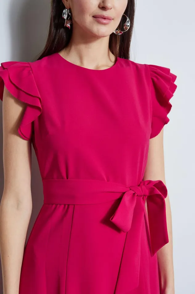 Elie Tahari Dresses and Jumpsuits Flutter Sleeve Midi Dress Cyclamen 8211 Women