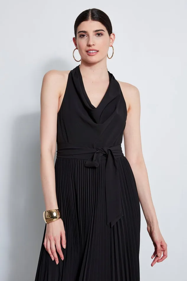 Elie Tahari Dresses and Jumpsuits Pleated Cowl Midi Dress Black 8211 Women