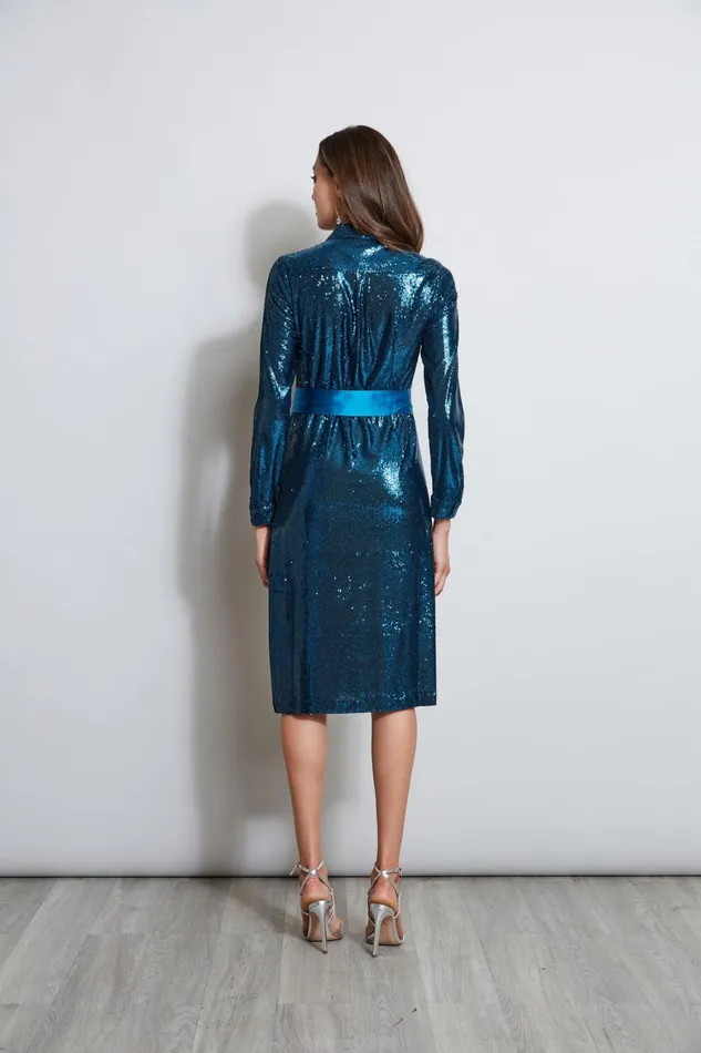 Elie Tahari Dresses and Jumpsuits Sequin Shirt Dress Teal 8211 Women