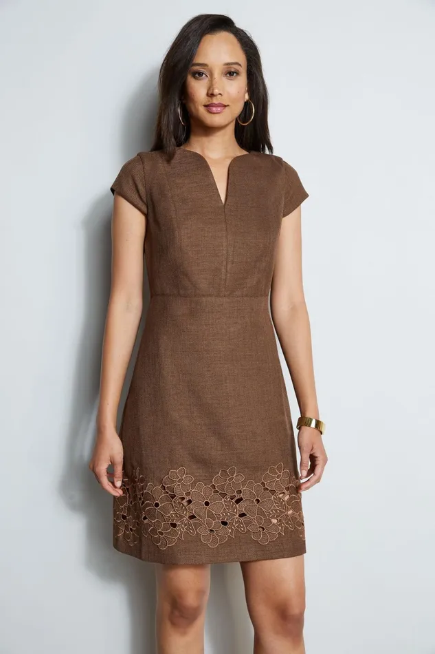 Elie Tahari Dresses and Jumpsuits Short Sleeve Embroidered Hem Dress Sumatra 8211 Women