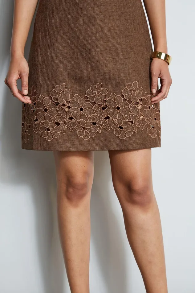 Elie Tahari Dresses and Jumpsuits Short Sleeve Embroidered Hem Dress Sumatra 8211 Women