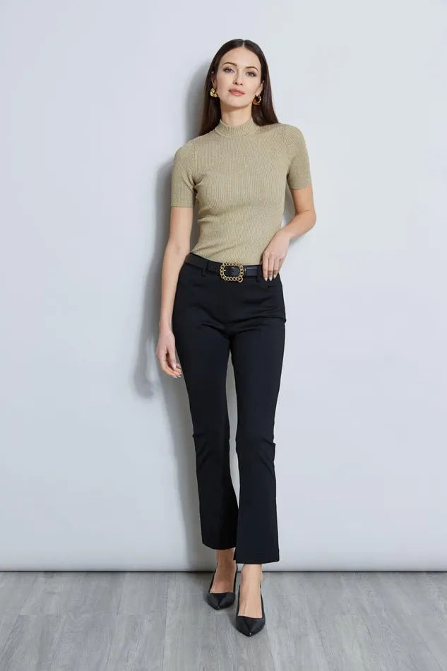 Elie Tahari Knits and Sweaters Metallic Mock Neck Sweater Gold Metallic 8211 Women
