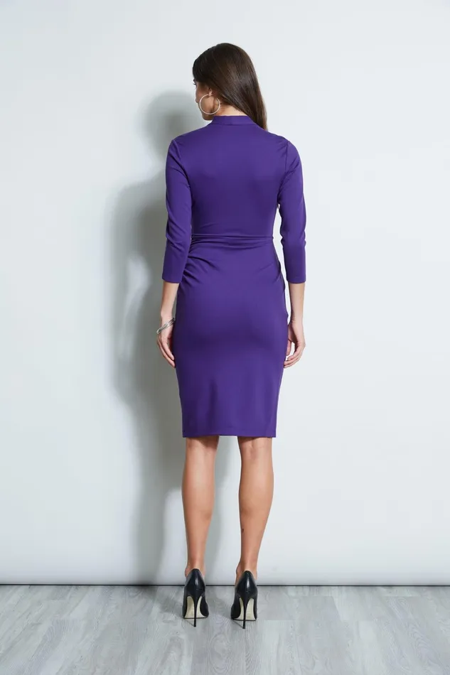 Elie Tahari Long Sleeve Dresses Ruched Wrap Knit Dress Winter Plum 8211 Women