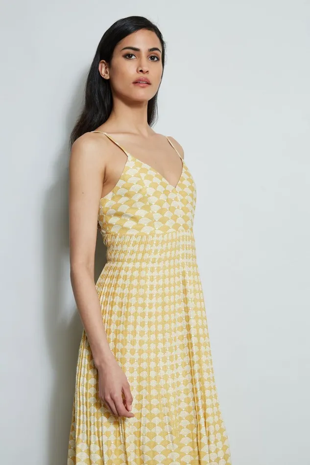 Elie Tahari Midi Dresses Diamond Soft Pleat Midi Dress Cape Diamond Arch Print 8211 Women