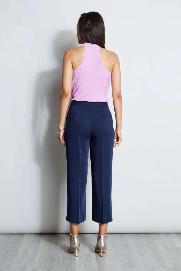 Elie Tahari Pants Cropped Wide Leg Belted Pant Peacoat 8211 Women