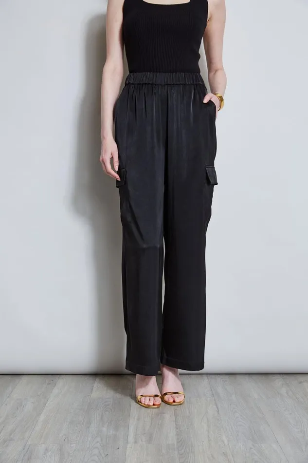 Elie Tahari Pants Silk Cargo Pant Noir 8211 Women