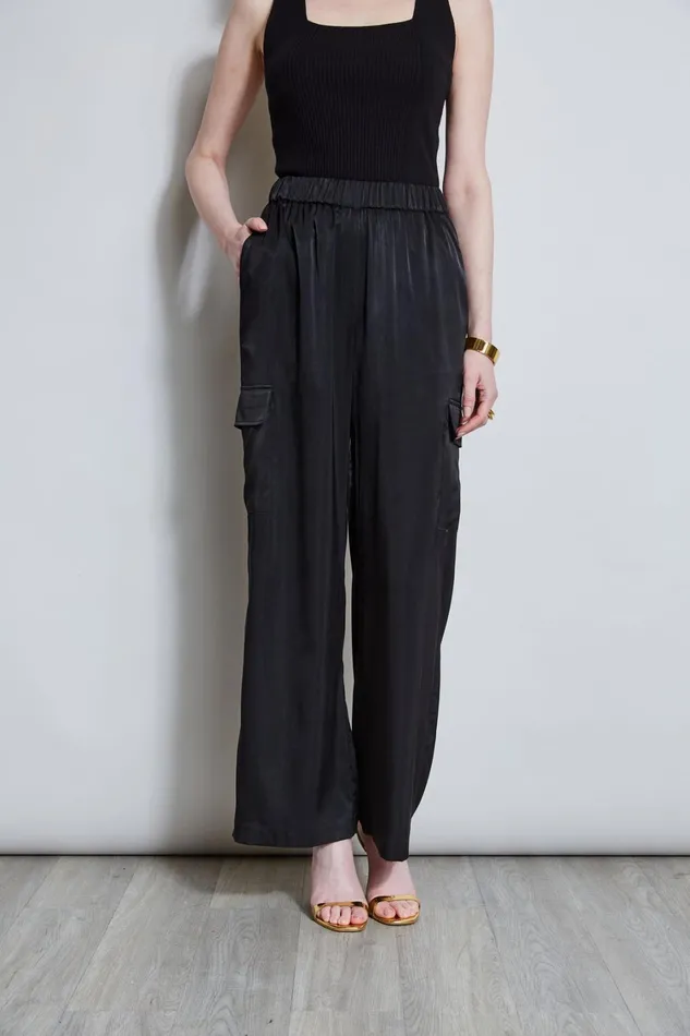 Elie Tahari Pants Silk Cargo Pant Noir 8211 Women
