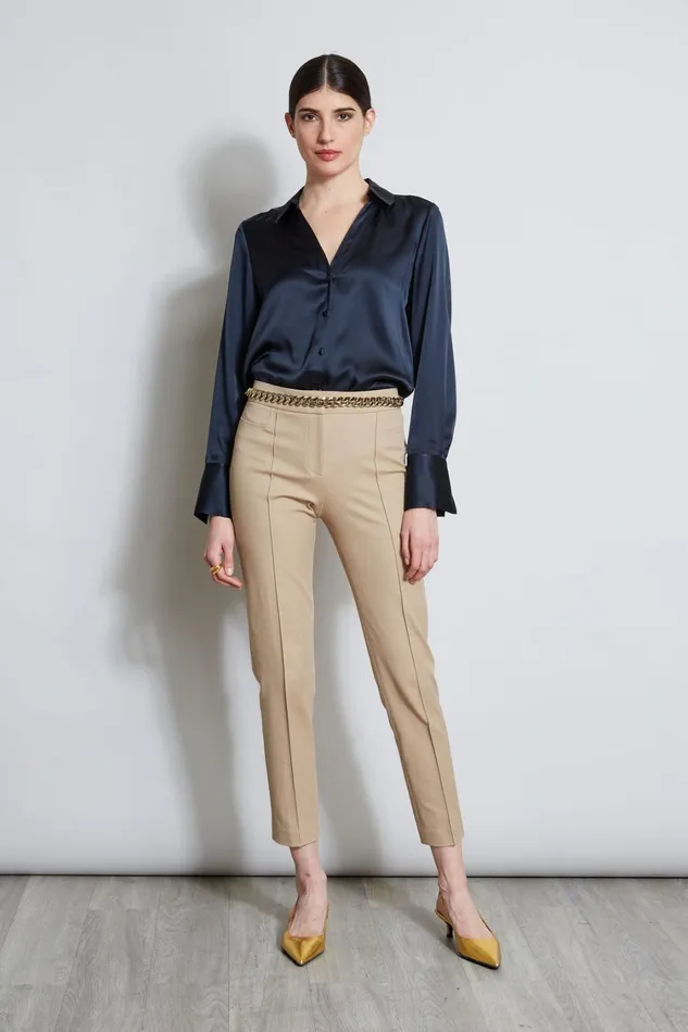 Elie Tahari Pants Slim Pintuck Pant Rattan 8211 Women