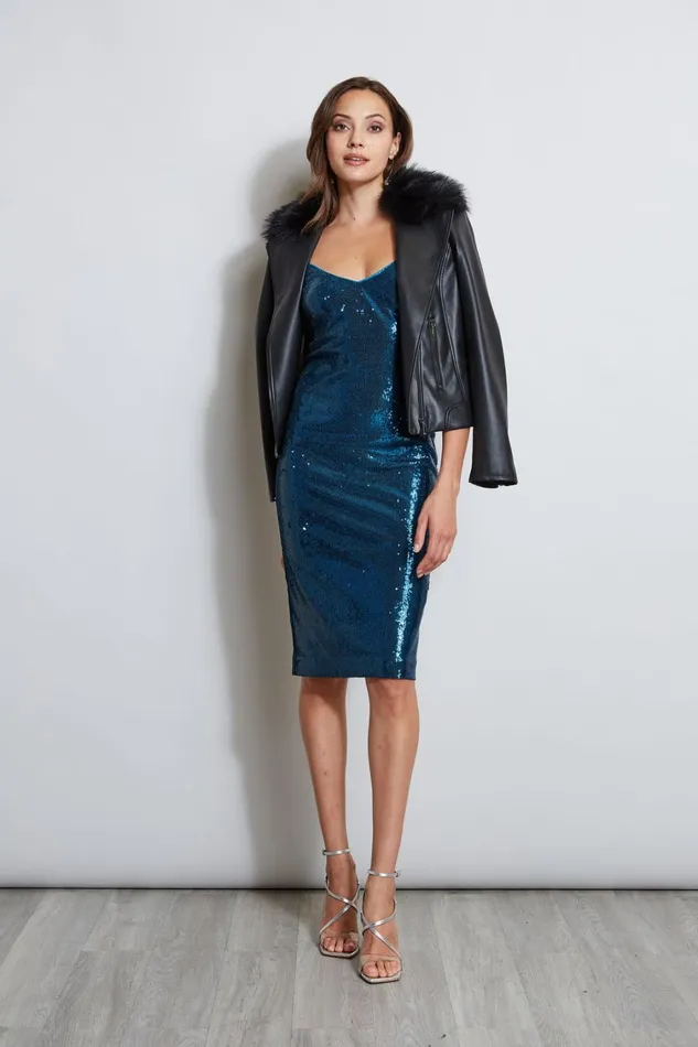 Elie Tahari Short Dresses Sequin Slip Dress Teal 8211 Women