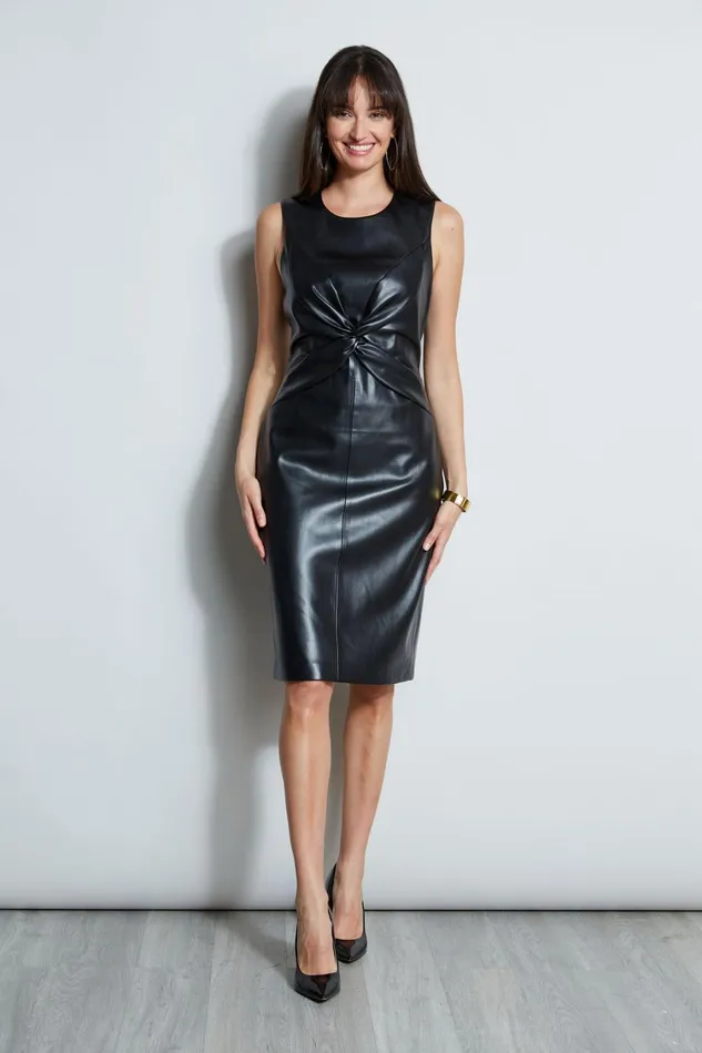 Elie Tahari Short Dresses Vegan Leather Twist Dress Noir 8211 Women