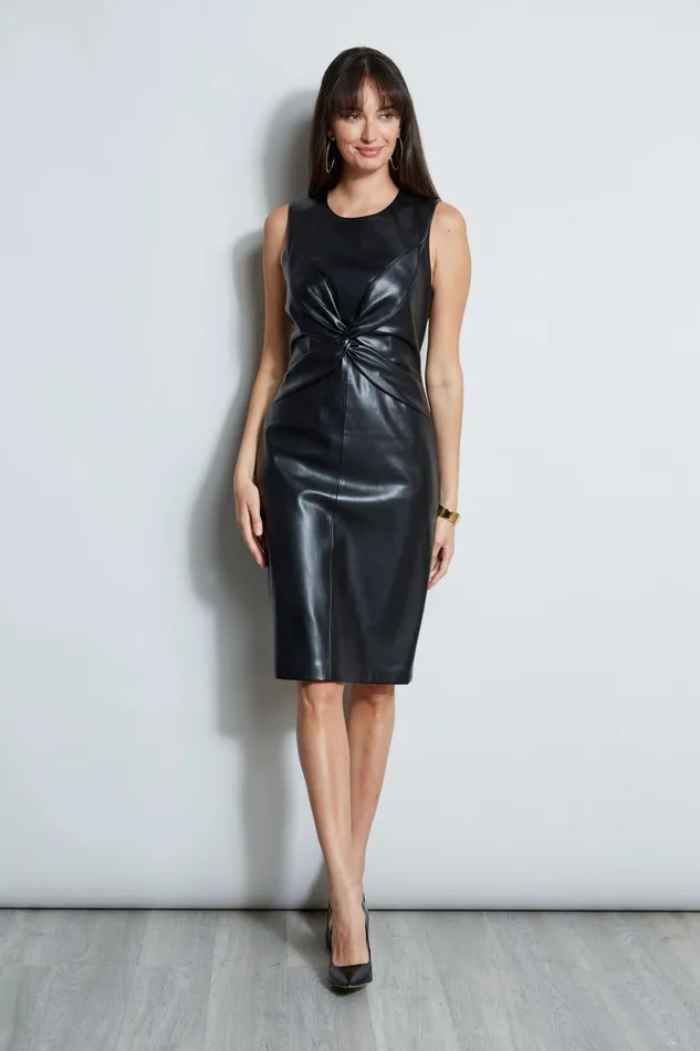 Elie Tahari Short Dresses Vegan Leather Twist Dress Noir 8211 Women