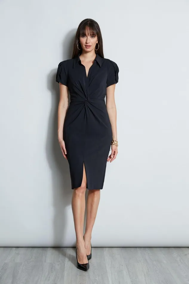 Elie Tahari Short Sleeve Dresses Short Sleeve Twist Dress Black 8211 Women