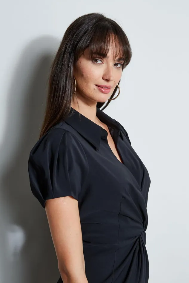 Elie Tahari Short Sleeve Dresses Short Sleeve Twist Dress Black 8211 Women